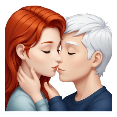 redhead girl kissing white-haired boy sticker