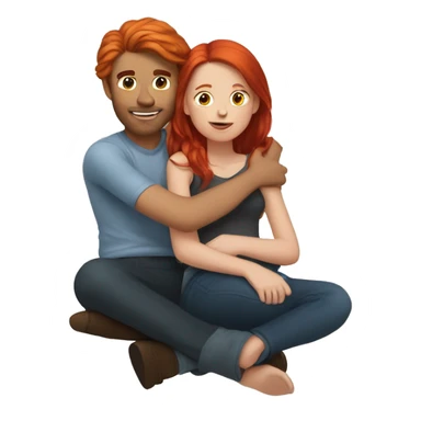 Red haired girl sitting on brunette guys lap sticker