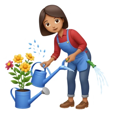 Hores watering flowers sticker