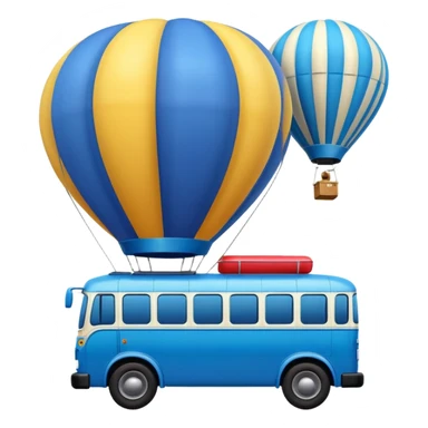 make me a high definition emoji of a Blue bus suspended by a single hot air balloon sticker