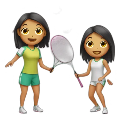 Two girls playing badminton  sticker