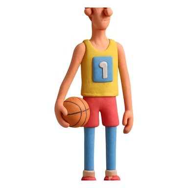 claymation style tall athlete standing, no background sticker