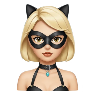 blonde woman with leather cat eye mask and leather halter neck blouse sticker