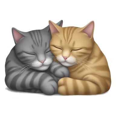 two British cats are sleeping in an embrace. one is grey, the other is golden sticker