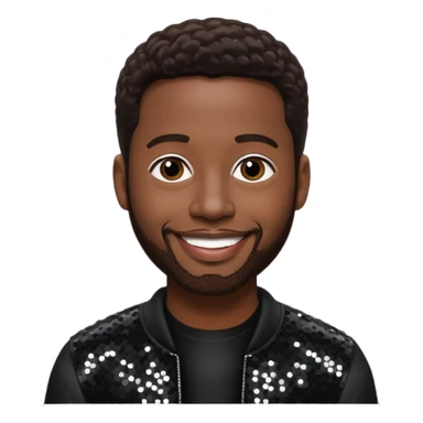 Michael McCary from Boyz II Men with dark brown hair, black sequin outfit sticker