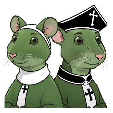 A female rat catholic nun and a male rat catholic priest sticker