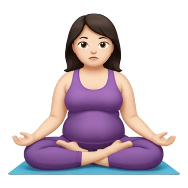 Sad fat girl doing yoga dark hair sticker