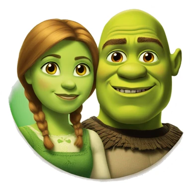 a portrait of shrek and fiona on the round background sticker