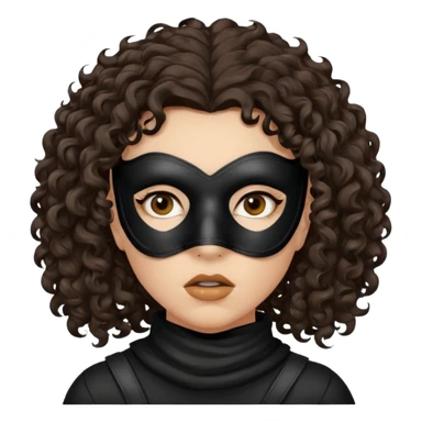 woman with robber mask concerned dark curly hair sticker