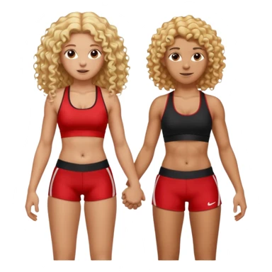 athletic man, high top fade, blonde curly hair only top only, no shirt and Athletic girl with long light red wavy long hair and black sports, Put them together kissing, or holding hands sticker