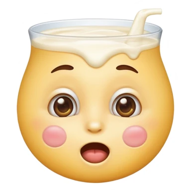 surprised face with milk on cheeks and mouth, fun and lighthearted, emoji style, suitable for emoji use sticker