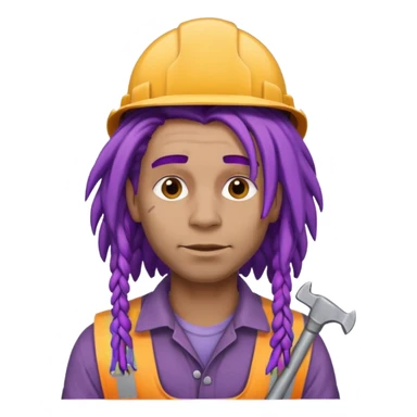 construction worker very dreadlocked purple haired man  sticker