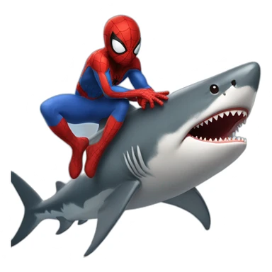 Spider man riding a shark sticker