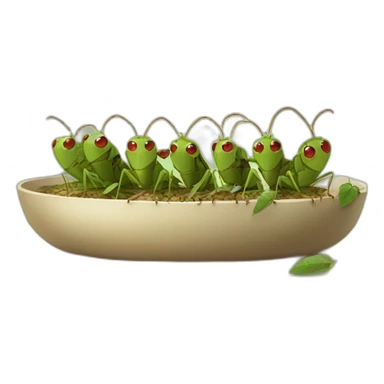 a family of crickets having an aperitif sticker