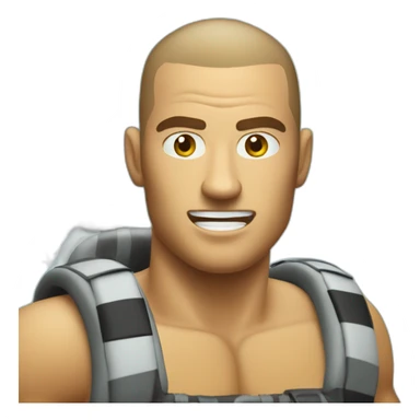 Angry muscular tan guy with buzz cut white water rafting sticker