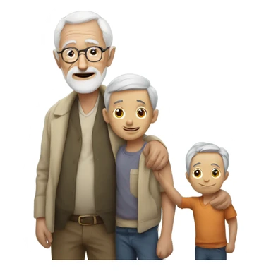 Old man with little kid sticker