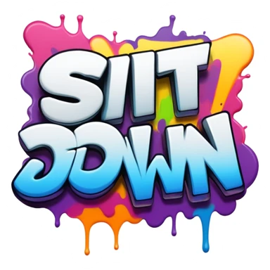 graffiti of the words sit down  sticker