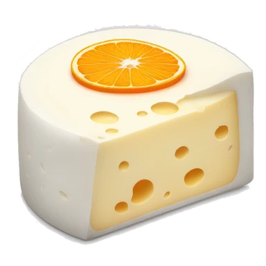 white cheese with orange rim sticker