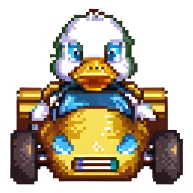 cartoon duck driving a race car sticker