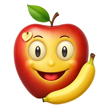 smiley face with apples as eyes and a banana as the mouth sticker