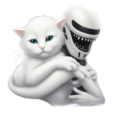 Xenomorph hugs a white cat sticker