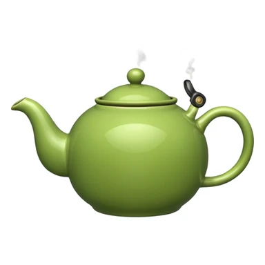 ["Round green teapot with steam rising."] sticker