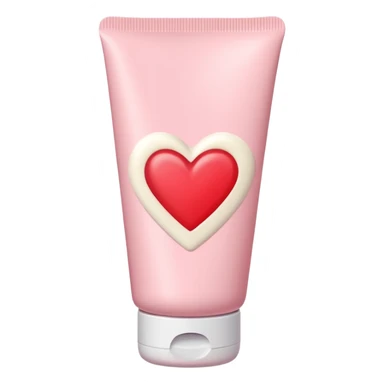 A pastel pink cream lotion tube with a red heart label on it sticker
