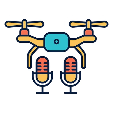 modern clean minimal multicopter drone with visible microphones sticker