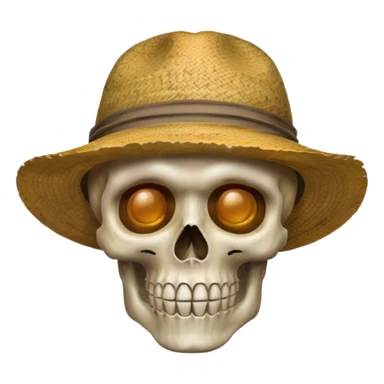a skull wearing a straw hat sticker