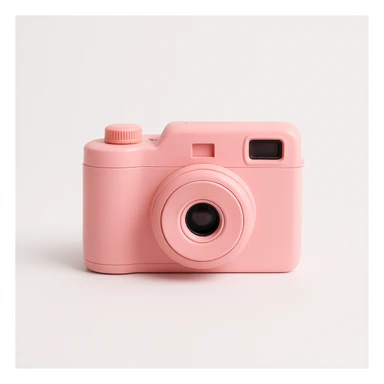 minimal pink camera on white background, no text sticker
