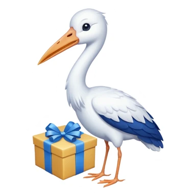 cigogne avec cadeau sticker
