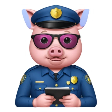 pig Police writing ticket with sunglasses on sticker
