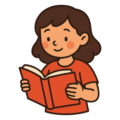 flat toon style girl reading a book sticker