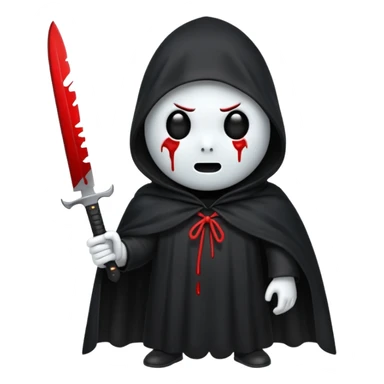 make a ghost face emoji with a cloak on and a bloody knife from the movie scream sticker