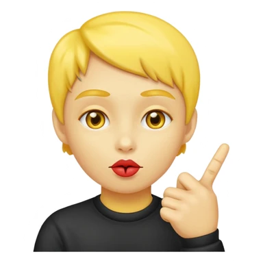 Yellow Face doing the finger thumb tap with a kissy face  sticker