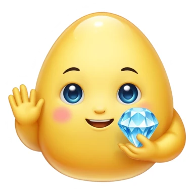 cute blob character holding a sparkling diamond sticker