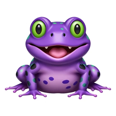 purple spotted from with wide open mouth and green tounge sticker