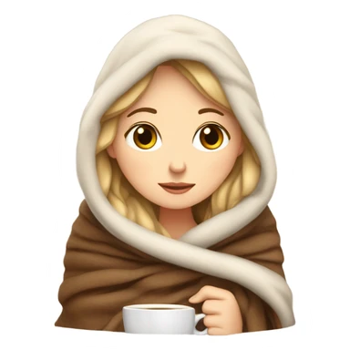 White girl inside a blanket sipping coffee eyes closed sticker