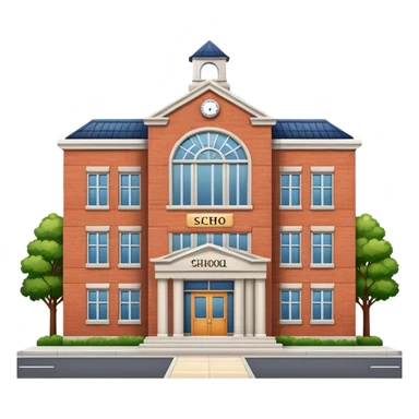 School building with a name plaque sticker