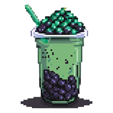 green bubble tea cup with black tapioca pearls sticker