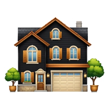 Une vieille maison avec son garage et des meubles dedans  sticker