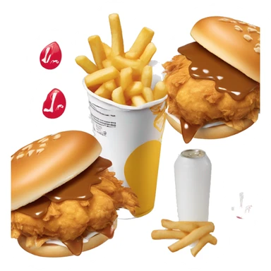 Chick-fil-a chicken sandwich, waffle fries and a drink  sticker