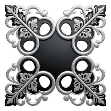 Black and silver filigree page corner, 3D, extremely detailed design sticker