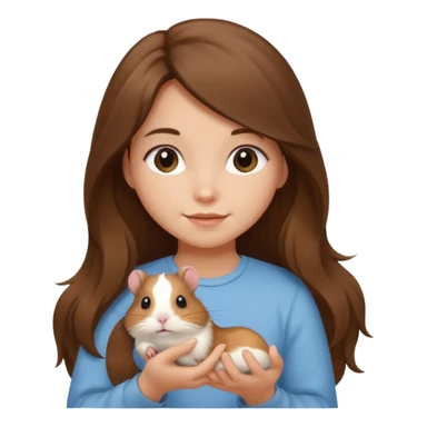 A pretty brown long hair  girl holding a small hamster sticker