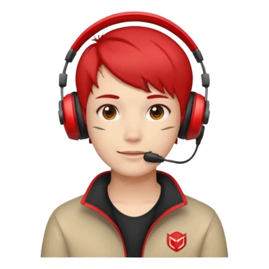 streamer with red gaming head set sticker