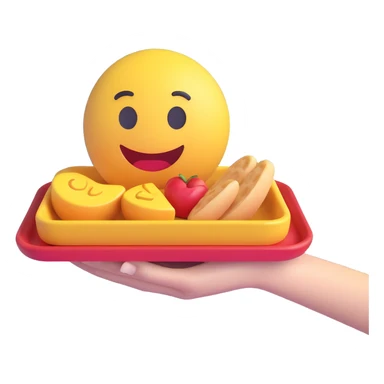 a 3D emoji style icon of a hand holding a tray, symbolizing service sticker