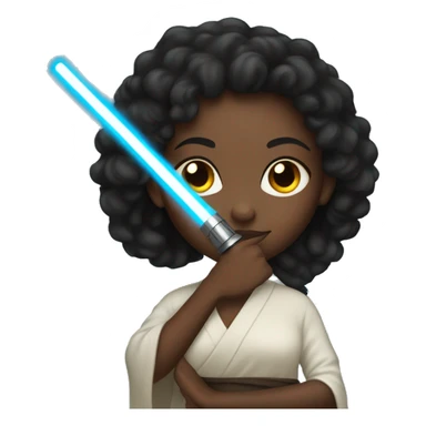 Black girl with long hair holding light saber sticker
