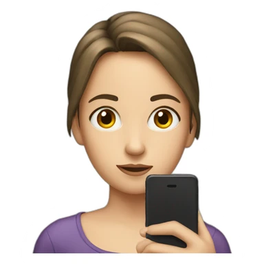 a girl staring into a phone screen sticker