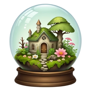 Mystical woodland glass-dome-terrarium-globe with moss inside, with and bones inside, and flowers inside  sticker