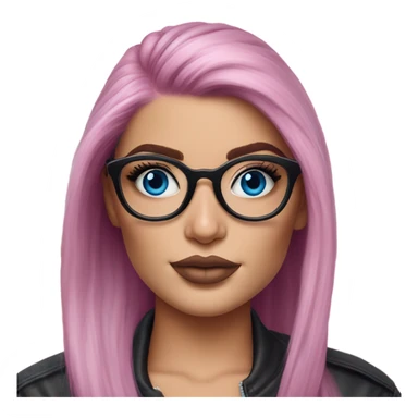 Photo Realistic kylie jenner stylish pink hair BLUE eyes and glasses  sticker